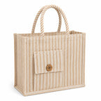 MOZU BAZAAR Jute Lunch Bag with Zip | Lunch Box Bag for Office Use | Jute Bag for Lunch | Jute Bags for Women & Men, Shopping, Grocery & Office Essentials (Button Flap)