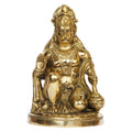 ARTVARKO Brass Hanuman Ji Murti in Blessing Posture Sitting on Statue Idol Home Office Decor God Bajrangbali Bhagwan Sankat Mochan for Entrance Temple Mandir Pooja Puja 9.5 Inch
