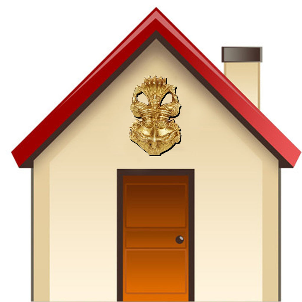 ARTVARKO Brass Nazar Battu Wall/Door Hanging Yali for Evil Eye Protection & (Bad Eye) Nazar Suraksha Suraksha Kawach Mask for Home/Office 6 Inch