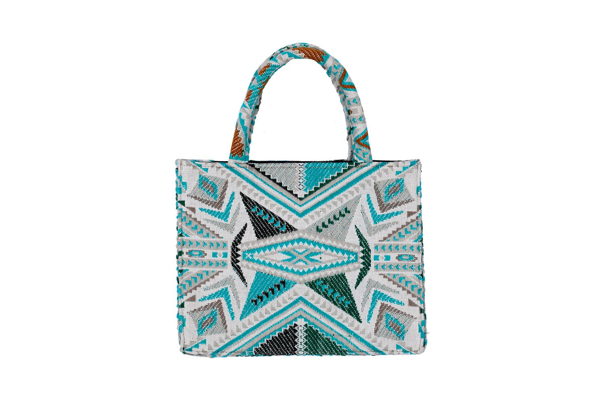 HOME DESIGN EXPORT Cotton Fabric Tote Bag (Multi,Medium)