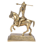 ARTVARKO Brass Maharana Pratap on Chetak Horseback Warrior Jumping Horse Sculpture Statue 8 Inch