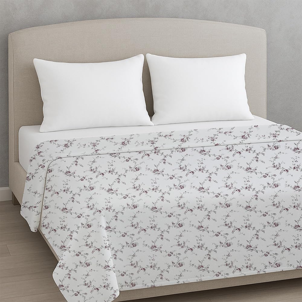 LINENWALAS Luxury Reversible Cotton Dohar Double Bed | 300 TC | 3-Layered AC Blanket with 250 GSM Cotton Filling | Ultra-Soft, Lightweight | Summer Throw Blanket (90x100 Inches, Vineyard) Kafalo