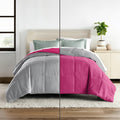 Hotel Collection 150 Gsm All Season Comforter Single Bed AC Blanket/Quilt/Rajai Soft & Breathable Microfiber Lightweight (60 X 90 Inches) - Single Bed Comforter - Hot Pink/Silver Grey Color Kafalo
