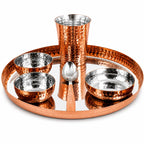 Limetro Steel Dinner Set (Tree) (3, Copper Coated, Set of 6- Serves 1)