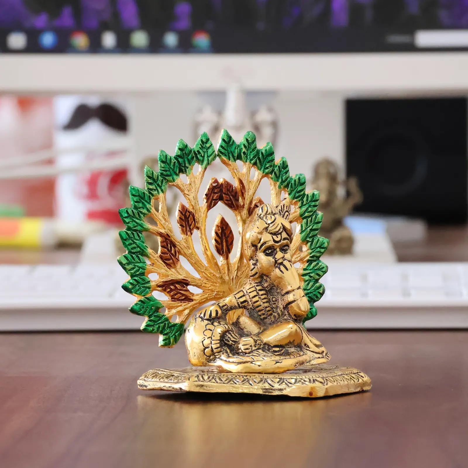 KridayKraft Elegant Matki Krishna Murti – Divine Matki Krishna Idol for Home & Office Décor, Intricately Designed Pooja Statue & Spiritual Showpiece for Living Room, Bedroom, Temple (Golden)