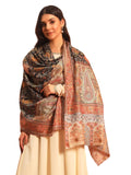 Pashmoda Women Guldasta Fine Wool Fabric Pashmina Kalamkari Embroidered Shawl (Size: 40x80in, 101x203cm) KAS13