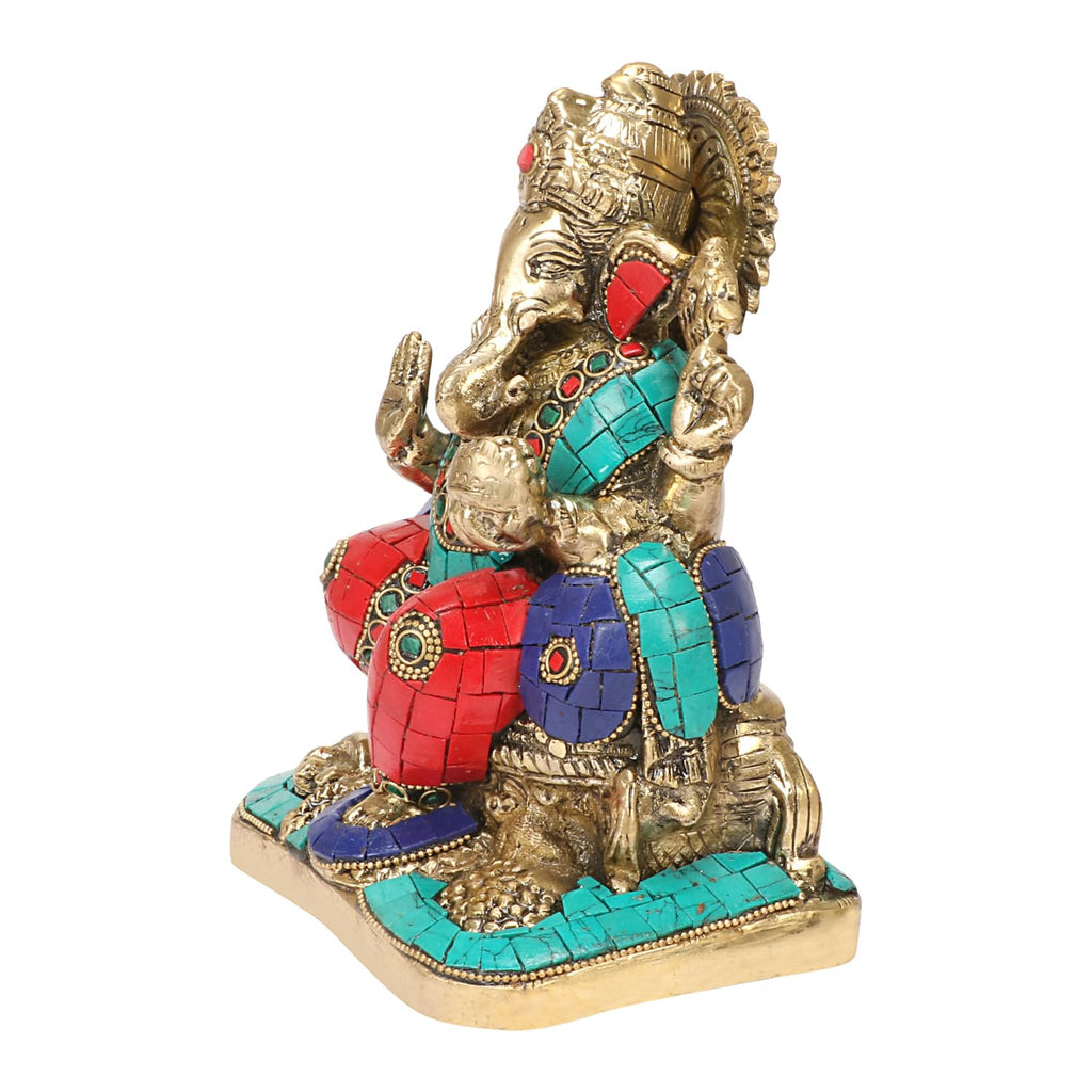 ARTVARKO Brass Ganesh Murti Ganesha Idol Ganpati Bhagwan Statue for Home Decor Puja and Gift Height 6.5 Inch