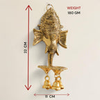 Metal Ganesha Wall Hanging Ganesh Diya with Three Bells for Home Decor, Gold Plated Metal Hanging Diyas Oil Lamp,