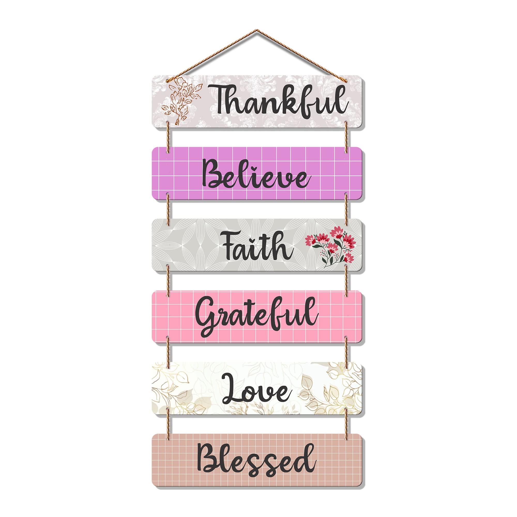 Artvibes Thankful Believe Faith Grateful Decorative Wall Hanging Ornaments | Quotes Decor Item | Wall Accent | Office Decor | Wall Art Print | Inspirational Quotes | Gift Items (WH_3269N)