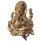 Prince Home Decor & Gifts Metal Ganesh Idol Statue Wall Hanging for Home Décor (Gold, 25.5 X 21.5 x 3 cm).