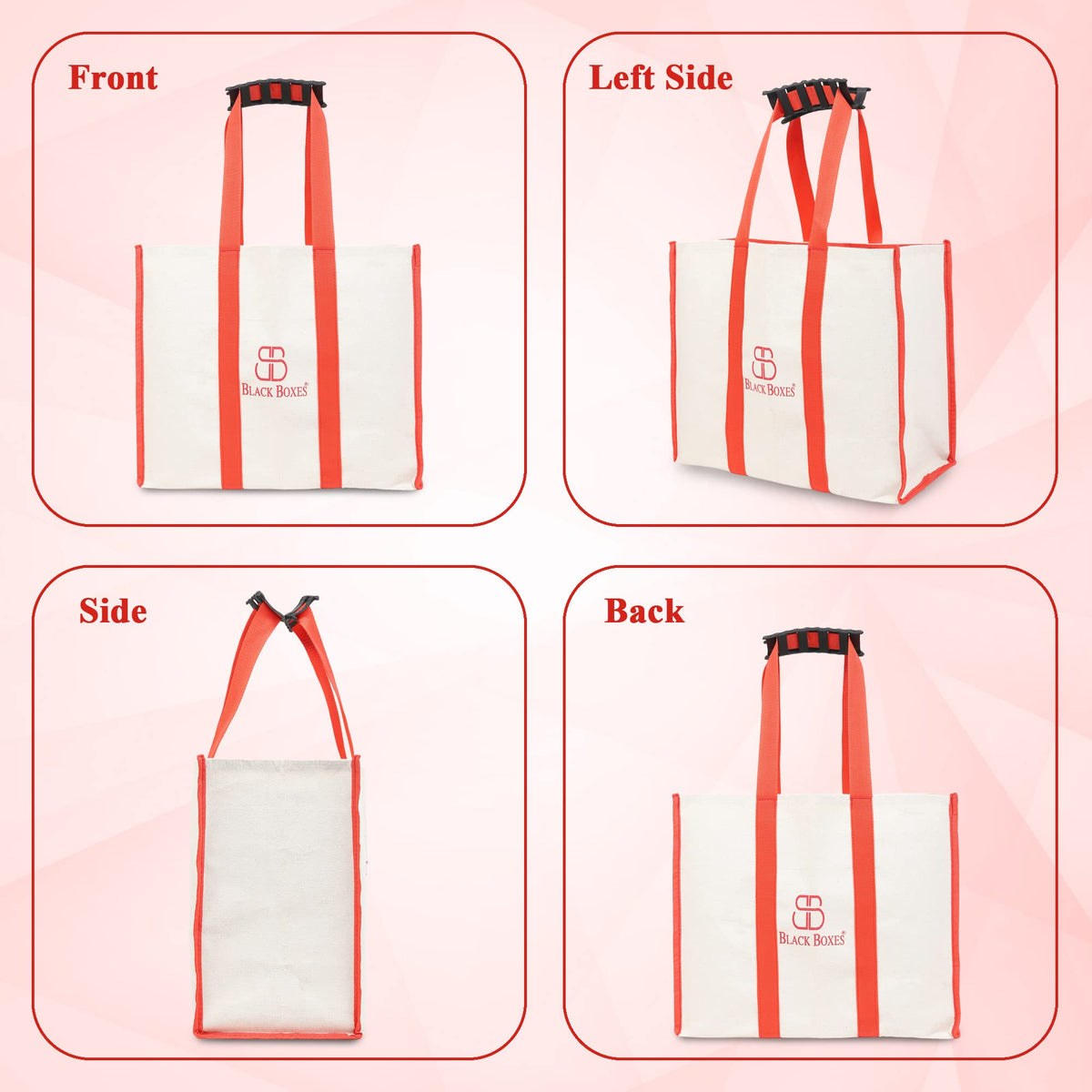 BLACKBOXES Big Eco Cotton Canvas Shopping Bags for Carry Milk Grocery Fruits Vegetable with Reinforced Handles jhola Bag - Kitchen Essential