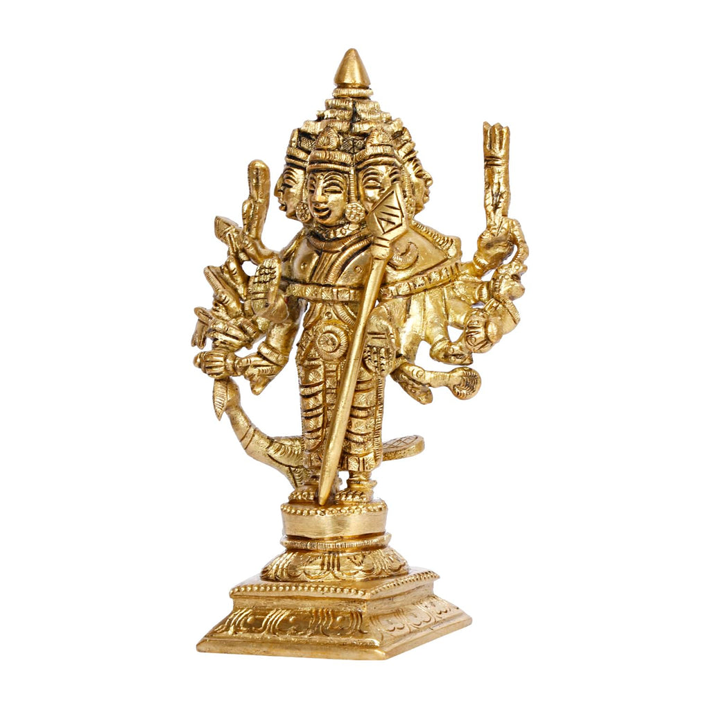 ARTVARKO Brass Lord Shanmugar Murugan Kartikeya Murugana Kumaraswamy Karthikeya Standing with Peacock Idol Swaminatha Skanda Murti 6 Inch