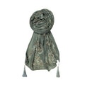 FAHABO Scarf Woman Pleated Cotton Scarves with Embroidery and Tassels | Hijab Scarf | Headscarf | Neck Scarf | Stoles | Wraps (Pebble Grey -1)