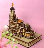 Ram Mandir Ayodhya Model 3D (led light) Replica Handcrafted Wooden Traditional - Intricate MDF Craftsmanship, Authentic Design with multicolour led light, size (6x4) inch/(15/8/13 CM.) (Antique)