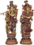 SVARUP Brass Big Radha Krishna Idol Radhay Krishan Murti in Multicolor Height 29 Inch