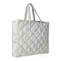 ENSAC Cotton Tote Bag for Women, Stylish Handbag for women with Zip Closure | Fit for Office Bag, College, Travel Use | Handcrafted in India (Sliver)