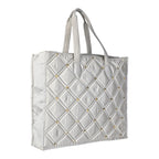 ENSAC Cotton Tote Bag for Women, Stylish Handbag for women with Zip Closure | Fit for Office Bag, College, Travel Use | Handcrafted in India (Sliver)