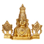 ARTVARKO Brass Lord Tirupati Balaji Lord Sri Venkateswara Balaji Face with Shankh Chakra Namah Idol Showpiece Home Décor Gold (22x8x21 cm)