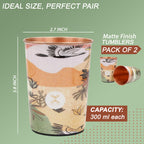 MERCAPE® 100% Pure Copper Glasses Set of 2 | Designer Meena Print | 300ml Each | Ayurvedic Benefits | Handmade Copper Tumblers for Daily Use & Gifting (Multiple Designs) (Japanese Crane Design)
