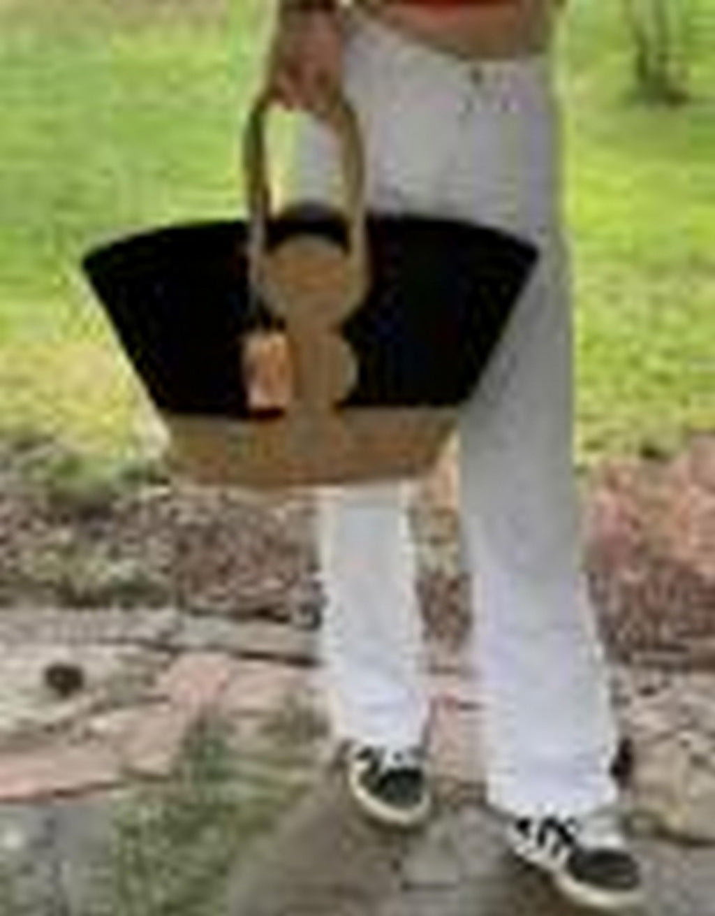 DYARCHY Women's Stylish Cotton Tote Handbag for Office, College, Travel, Vacations & Shopping (White-Beige)