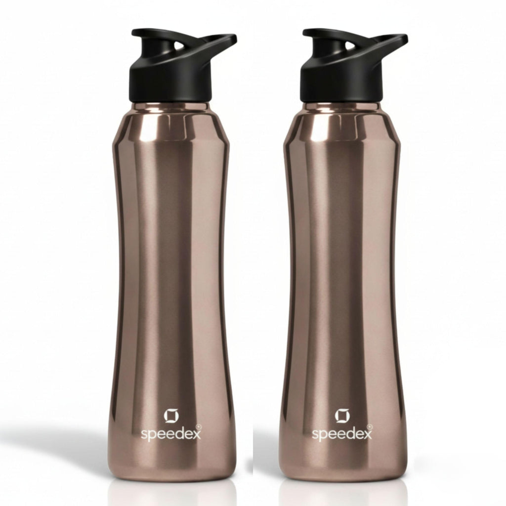 Speedex Stainless Steel Water Bottle 1 Ltr, 1000 ml Metal Bottle For Daily, Office, School, Gym, Travel Use for Men, Women, Kids, Adults-Leak Proof Sipper Cap, BIS Approved, Copper Gold, Set of 2