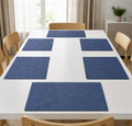 Yelona Premium Faux Leather Placemat Set of 6 | Printed Floral Design, Waterproof & Heat Resistant Table Mat | Non-Slip, Washable for Dining, Kitchen & Home Decor (Dark Blue, 43 x 30 cm) Kafalo