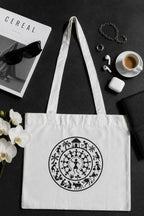 Kai Pai Co Cotton Tote Bag for Women, Indian Folk Art Prints, Casual Daily Use, Reusable Shoulder Bag,14 X 16 Inches - Madhubani, Kalamkari, Return Gifts (Monochrome - Worli)