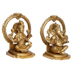 ARTVARKO Brass Ganesha Laxmi Ganesh Lakshmi Bhagwan Idol Sitting Statue for Home Office Success Entrance Décor Diwali Pooja Good Luck Gift Height 8 Inches