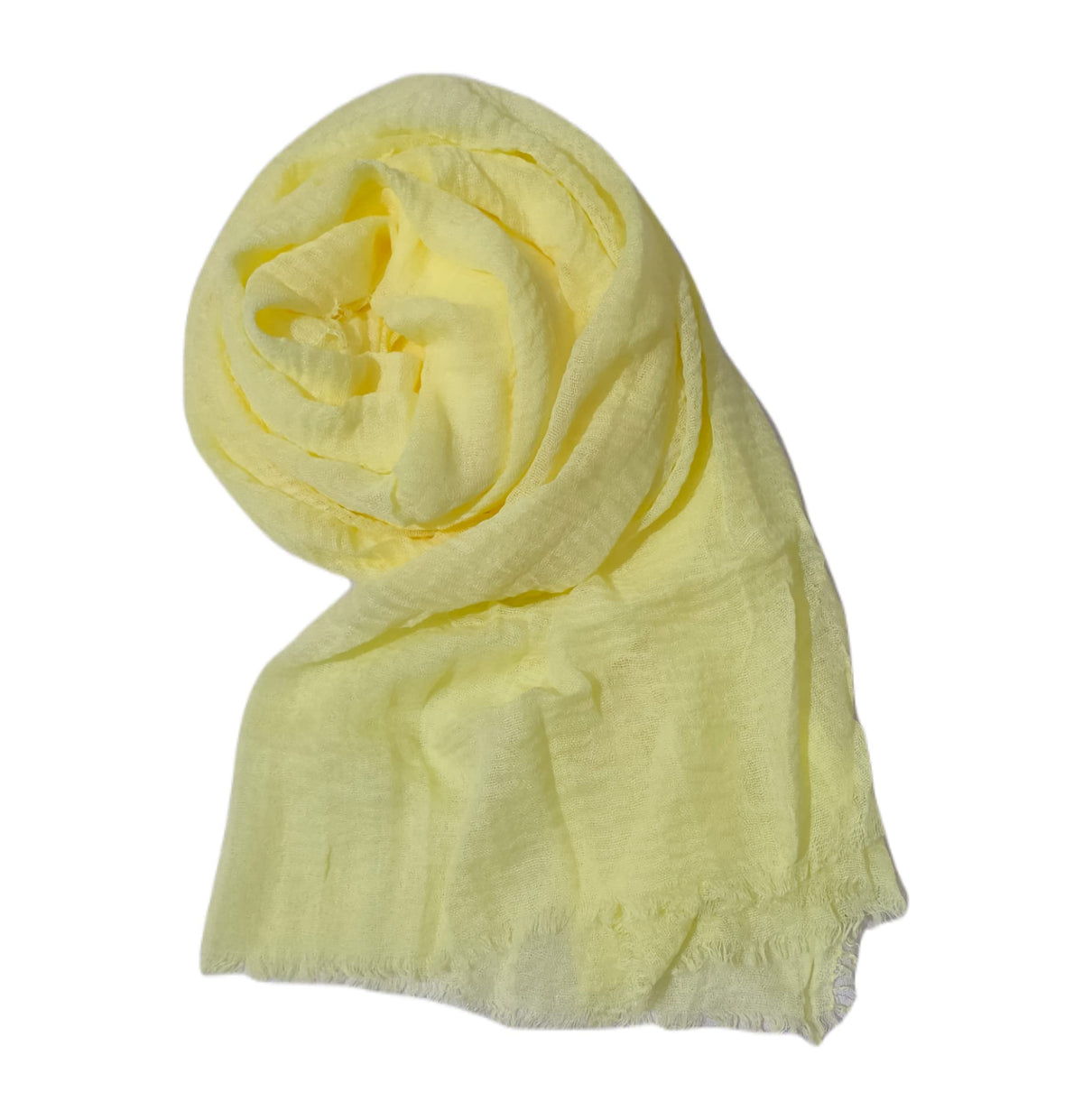 Iba & Isba Women's Plain Crinkled Scarves, Stoles, Hijab (76 x 36 inch) (Lemon2)