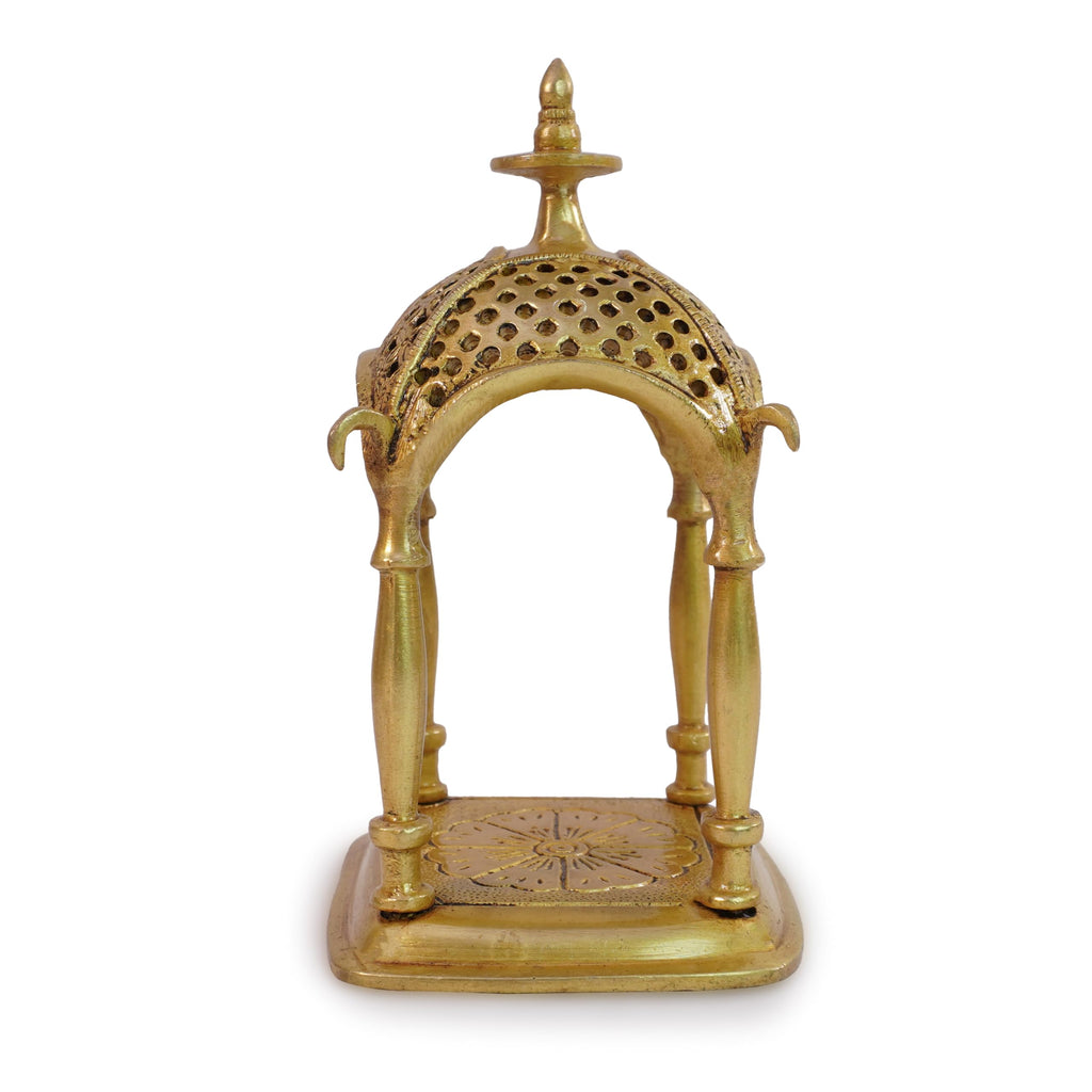 AARGKRAFT Brass Temple Pooja Mandir for Living Room Pooja Decoration Religious Home Decor - 6.5 Inches