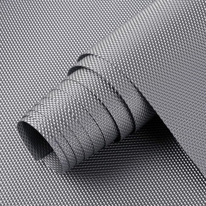 KayJen 50cm x 10m Silver Anti-Slip Mat | Food-Grade EVA Shelf Liner for Fridge, Kitchen, Drawers & Cabinets | Water-Resistant, Durable Diamond Texture Kafalo