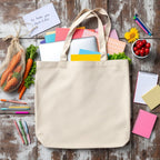 JD BAGS ECO - FRIENDLY COTTON TOTE BAG - REUSABLE SHOPPING BAG WITH LONG HANDLE - DURABLE & WASHABLE. (5)