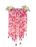 Chandwasia Fashion Floral Printed Scarf | Neck Shoulder Head Wrap Styling Dupatta Use | Polyester Chiffon Fabric Tassel Border Lightweight Soft Texture Pattern Women - Pink