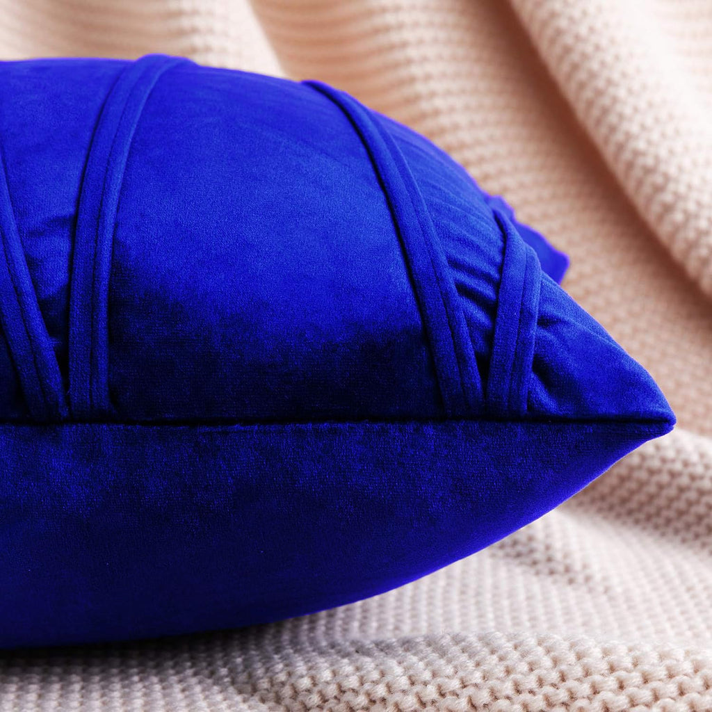 Khooti Velvet Striped Cushion Cover Pack of 1-30X30/76X76 Cm | Royal Blue | Soft Pillow Covers Cushion Case for Sofa Bedroom Living Room Chair Car, Cushion Cover with Zig Zag Pattern