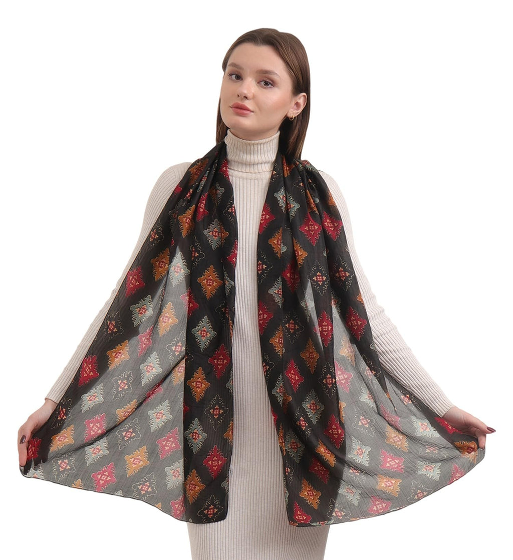 EH 100% Pure Mulberry Silk Scarf for Women, head scarf, neck scarf, hair scarf, digital printed long (22 X 72) (MC 10)