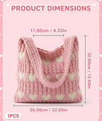 KSAIBINID Crochet Bag, Stylish Tote Bag for Women, Beach Bag for Daily Use and Travel, Pink Woven Openwork Design, Perfect for College Girls and Fashion Enthusiasts
