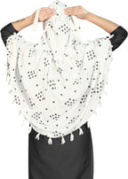 Sclout Cotton Breathable Sun Protection Scarf Cum Mask Usable for vehicle Driver | White Printed Design | Universal Size | For Girl & Women | Light Weight (9 Square)