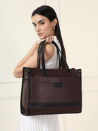 Pramadaa Pure Luxury Classic Madona Work Tote bags for women office use | hand bags for women's stylish | bags for women latest | Laptop Office Shoulder Handbag. (Mocha Brown)