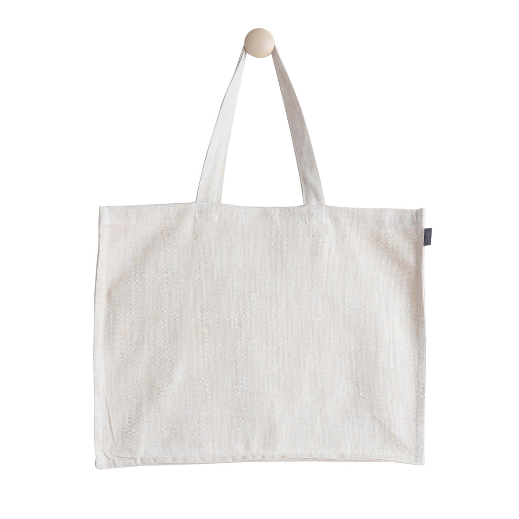 KITES CREATIONS 100% Cotton Shopping Bag, Stylish & Shoulder Tote with Inner Pocket, Perfect for Grocery, Travel, Shopping, Chambray Slub (14”x17.5”x5.5”), Set of 5 - Beige