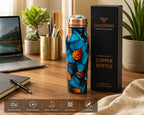 EAGLEXPRES Premium Copper Water Bottle 1 Litre Designer Printed Leakproof Copper Bottle for Drinking Water Ayurvedic Bottle for Home Office Travel Gym