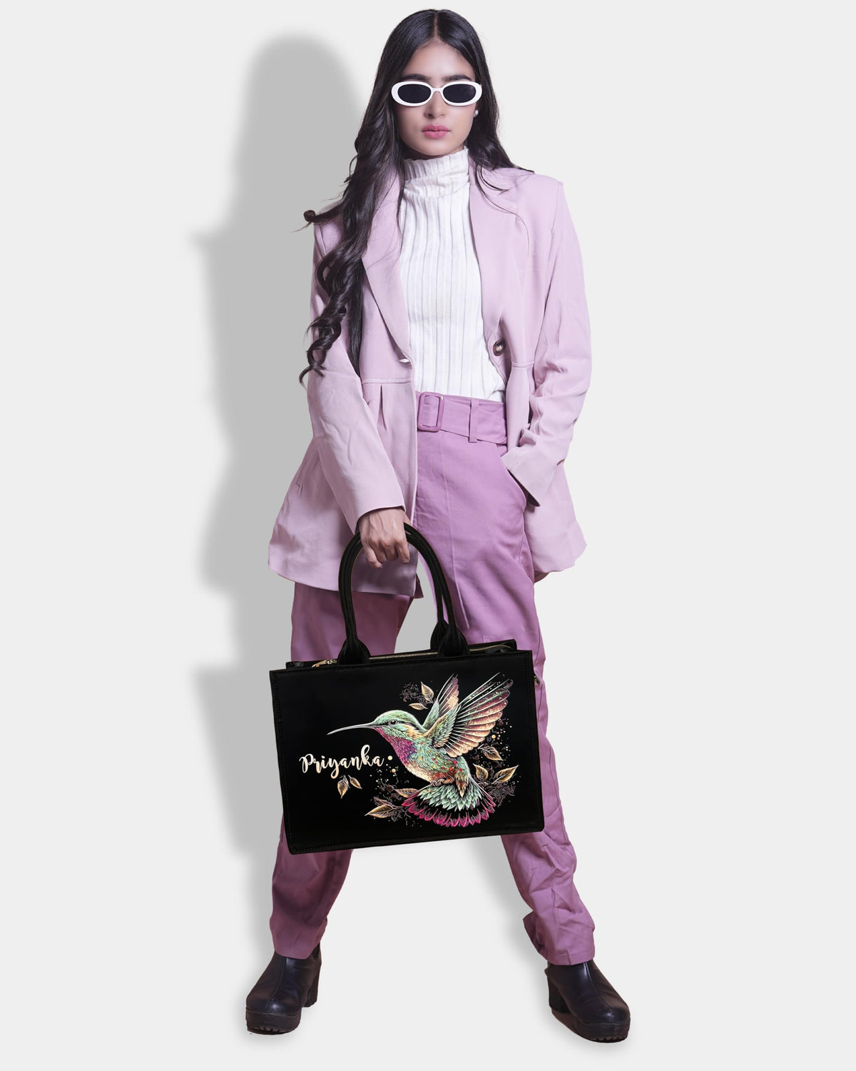 IN VOGUISH Women's Beautiful Flying Sparrow Customized Tote Bag – Spacious, Stylish & Lightweight | Luxurious Office & Travel Tote with Laptop Compartment (600g)