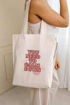 THE UMBRELLA STORE Tote bag, Cotton tote bag with pocket inside (You need to calm down)