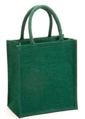 H&B Jute Lunch Bag - Lunch Bag, Men's & Women's Travel Tote - Zip, Bottle Holder - Solid Green