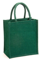H&B Jute Lunch Bag - Lunch Bag, Men's & Women's Travel Tote - Zip, Bottle Holder - Solid Green