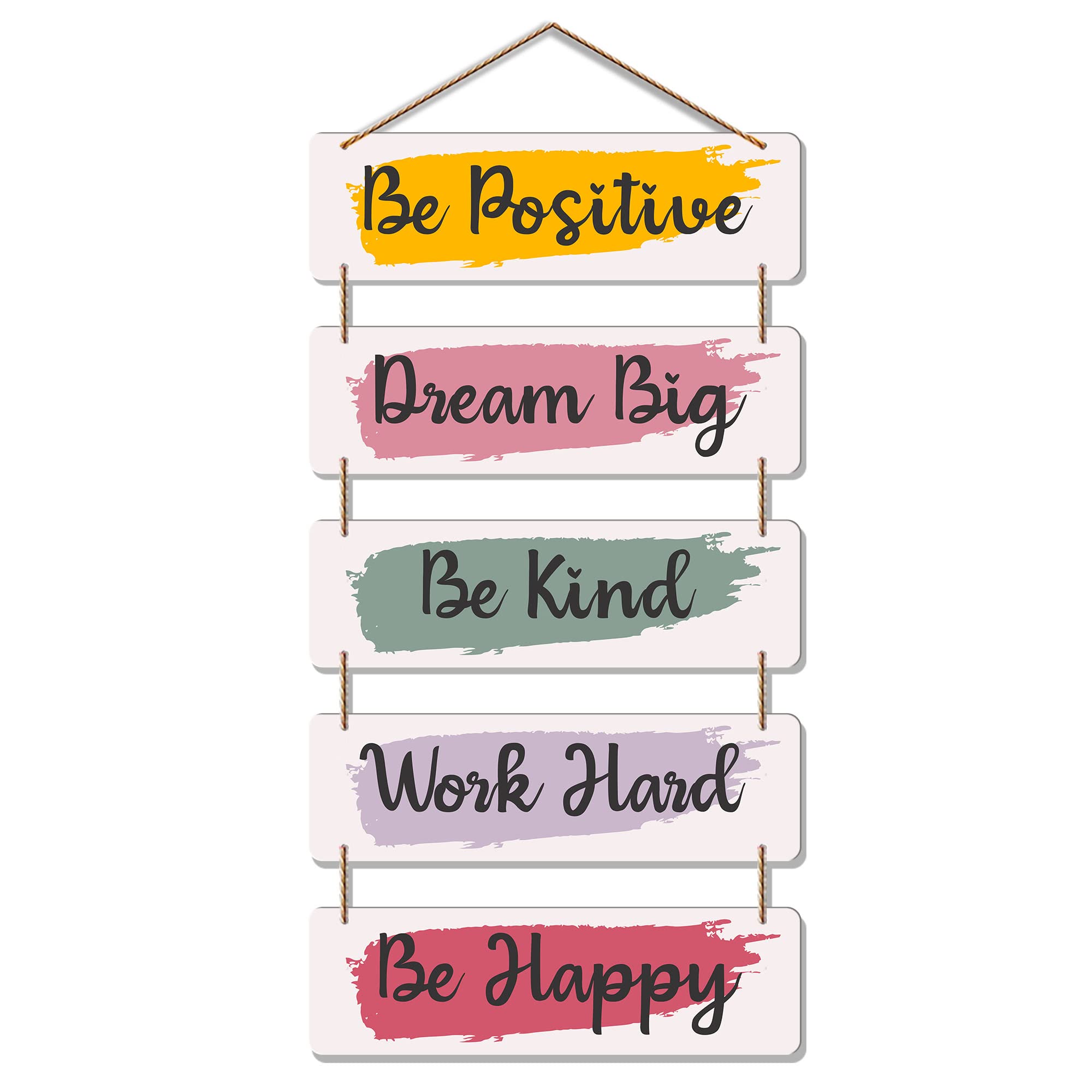 Artvibes Be Positive Dream Big Be Happy Wall Hanging Wooden Art | Quotes Decor Item | Wall Illustrations | Office Decor | Wall Art Print | Inspirational Quotes | Unique Gift Items (WH_6206N)