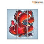VIBECRAFTS 3 Pieces Abstract Ganesh Ji Art Canvas Wall Painting Fitted With Wooden Frame For Home | Office | Living Room | Gifts (PTVC3Pcs1_9572)