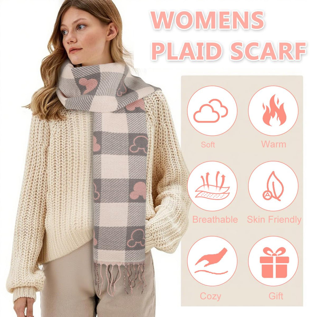 SANNIDHI Winter Scarf for Women 176x32cm Checkered Cashmere-Feel Soft Scarf