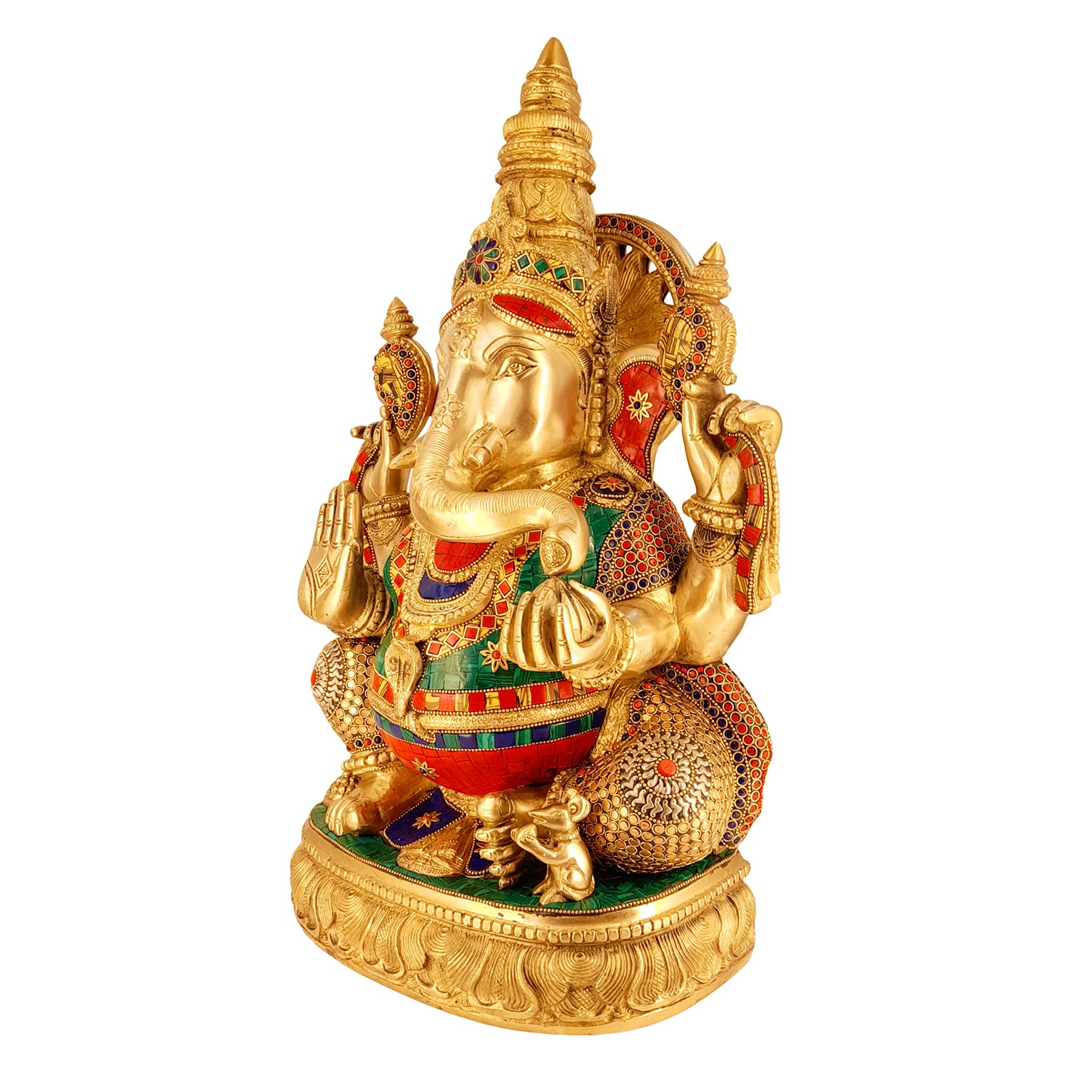 Svarup Brass Ganesha Idol for Home Decoration Ganpati Statue Murti for Gift Height 20 Inch Weight 23 Kg Color Multicolor