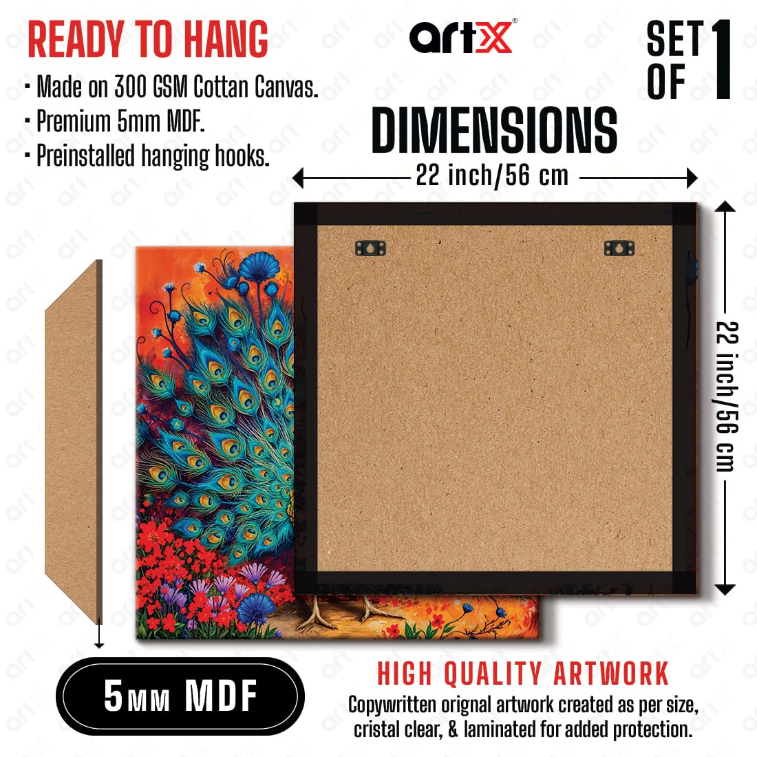 Canvas Dancing Peacock Painting For Wall Vastu ArtX