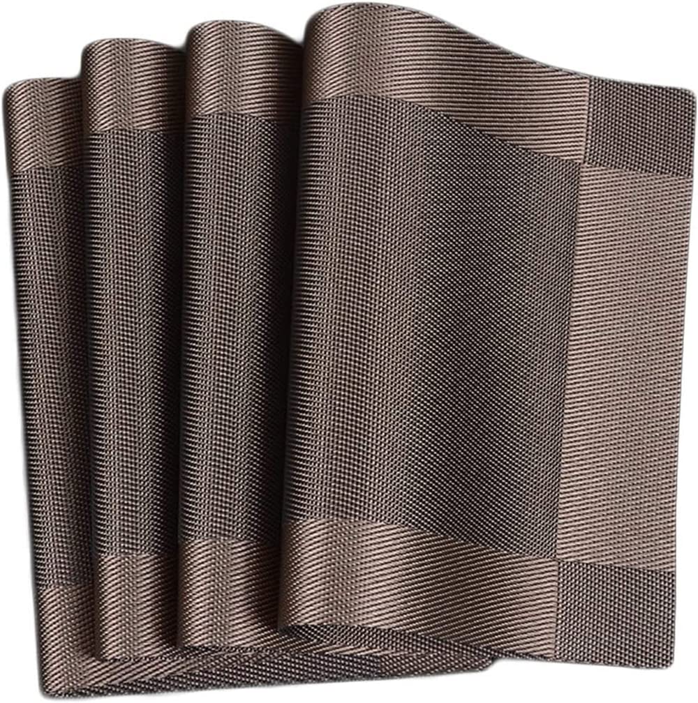 WOODTULA Placemat Set of 4 - Heat and Stain Resistant Dinner Mats - Decor Accessories - Dining Table mat - Washable Table Mats (4-Piece, Brown) Kafalo